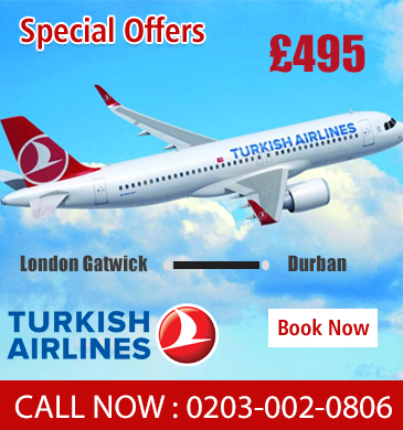 london gatwick to Durban with Turkish Airlines